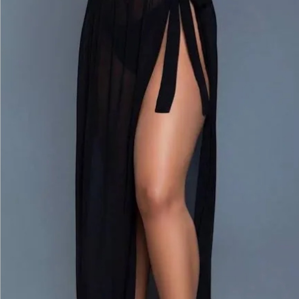Black Sheer Cover Up with Side Slits